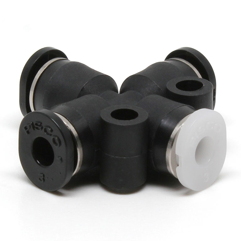 Đầu Nối Nhanh Khí Nén Ngã 4 Dạng Nối Giảm Pisco PZC1/8-3M