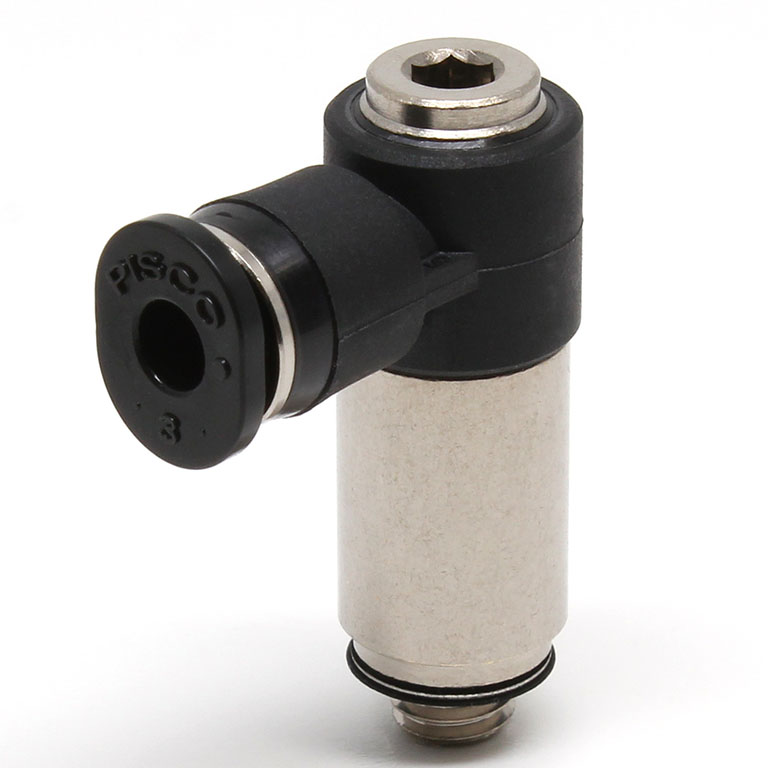 Đầu Nối Nhanh Khí Nén Dạng Cong 90° (Dài) Đầu Lục Giác Chìm Ren Ngoài Pisco POLL3-M5M