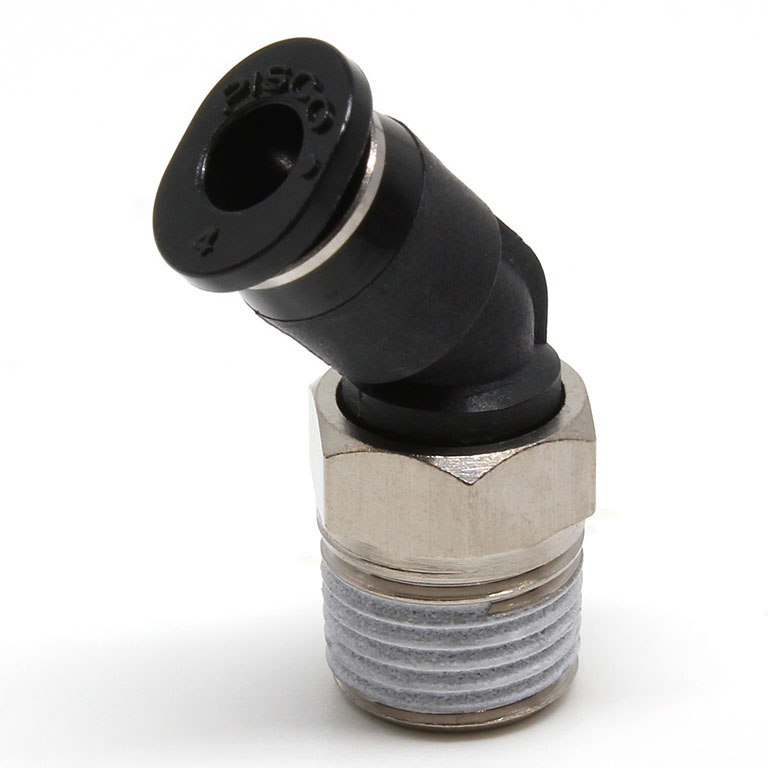 Đầu Nối Nhanh Khí Nén Dạng Cong 45° Ren Ngoài Pisco PLH4-01MW