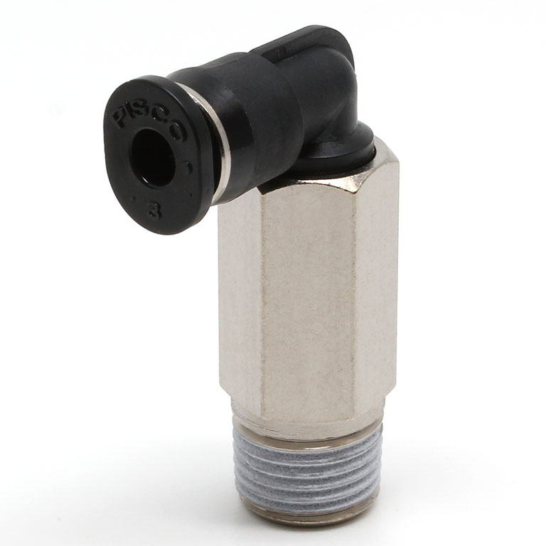 Đầu Nối Nhanh Khí Nén Dạng Cong 90° Ren Ngoài (Dài) Pisco PLL3-01M