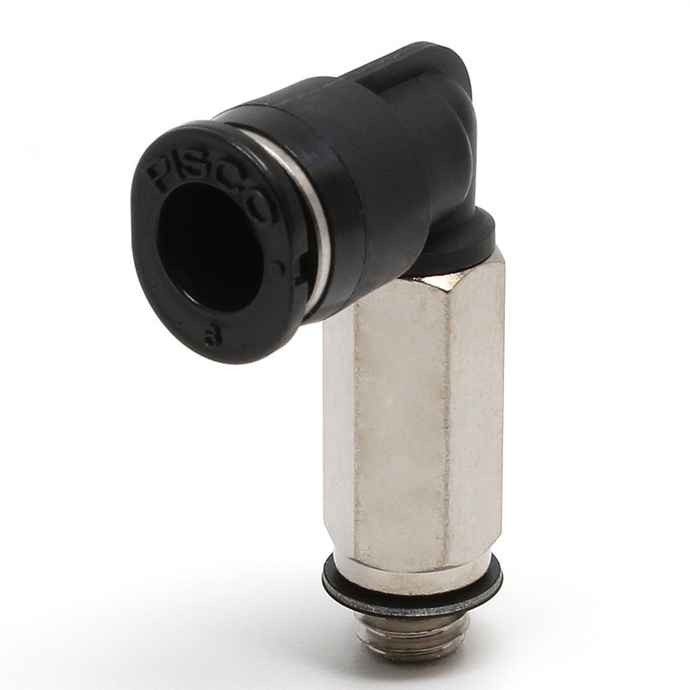 Đầu Nối Nhanh Khí Nén Dạng Cong 90° Ren Ngoài (Dài) Pisco PLL6-M6M-C