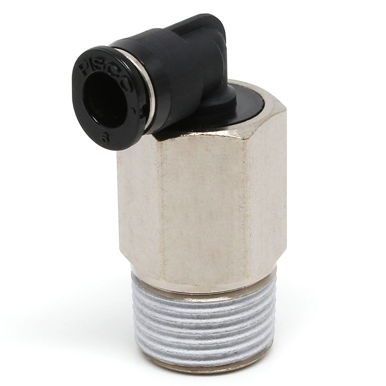 Đầu Nối Nhanh Khí Nén Dạng Cong 90° Ren Ngoài (Dài) Pisco PLL6-03M