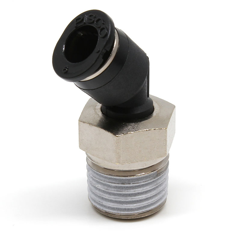 Đầu Nối Nhanh Khí Nén Dạng Cong 45° Ren Ngoài Pisco PLH6-02MW