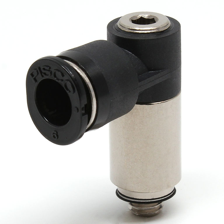 Đầu Nối Nhanh Khí Nén Dạng Cong 90° (Dài) Đầu Lục Giác Chìm Ren Ngoài Pisco POLL6-M5MW