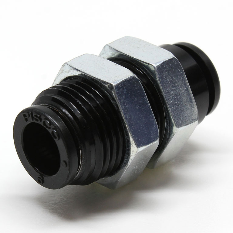 Đầu Nối Nhanh Khí Nén Dạng Thẳng Ren Ngoài Lắp Kẹp Vách Pisco PM6M-C