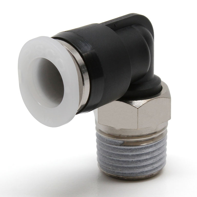 Đầu Nối Nhanh Khí Nén Dạng Cong 90° Ren Ngoài Pisco PL1/4-01M-C