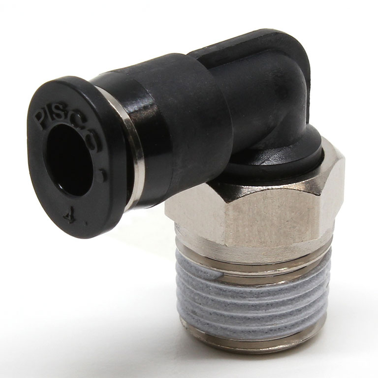 Đầu Nối Nhanh Khí Nén Dạng Cong 90° Ren Ngoài Pisco PL4-N1MUW