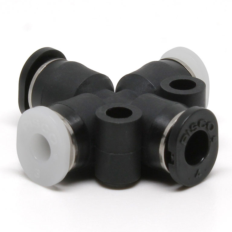 Đầu Nối Nhanh Khí Nén Ngã 4 Dạng Nối Giảm Pisco PZB4-1/8M