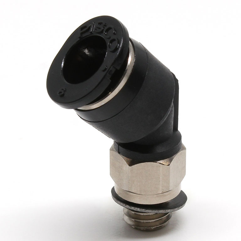 Đầu Nối Nhanh Khí Nén Dạng Cong 45° Ren Ngoài Pisco PLH6-M6M-C