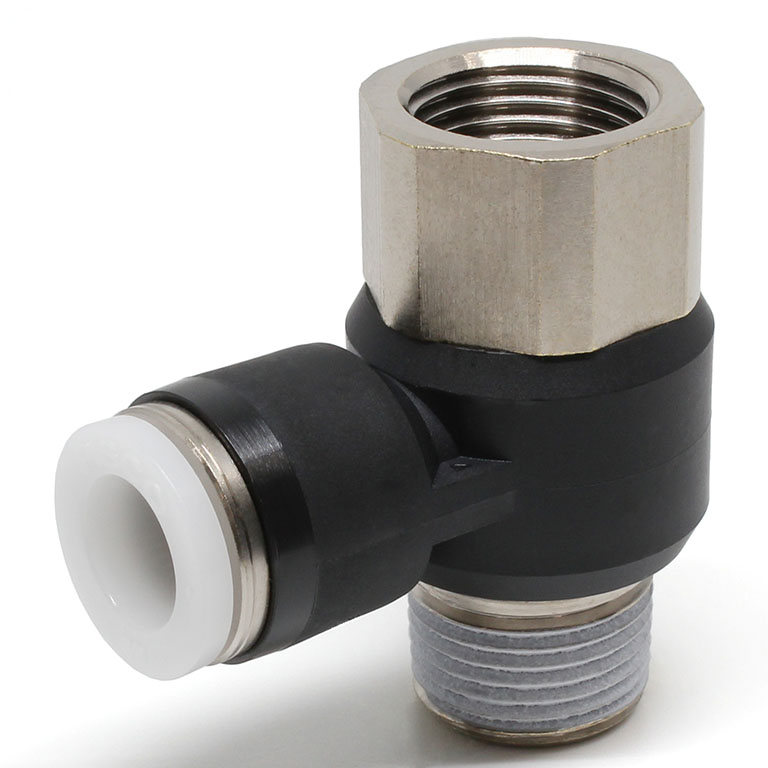 Đầu Nối Nhanh Khí Nén Cong 90° Đầu Lục Giác Trụ Ren Đực Cái Pisco PHF3/8-03W