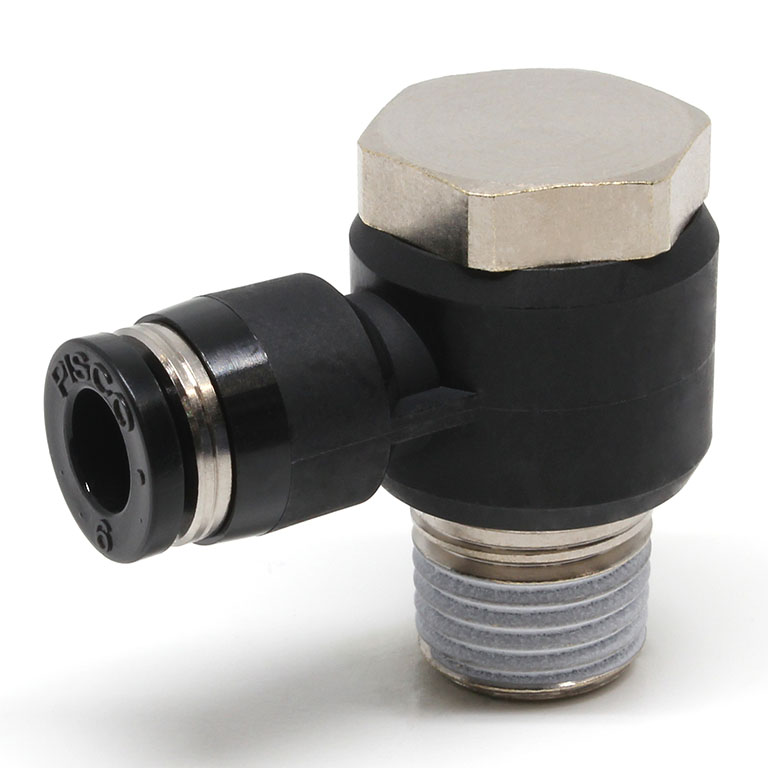 Alternative view of Đầu Nối Nhanh Khí Nén Cong 90° Đầu Lục Giác Trụ Ren Ngoài Pisco PH6-02-C