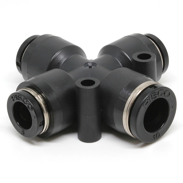 Đầu Nối Nhanh Khí Nén Ngã 4 Dạng Nối Giảm Pisco PZC10-8W