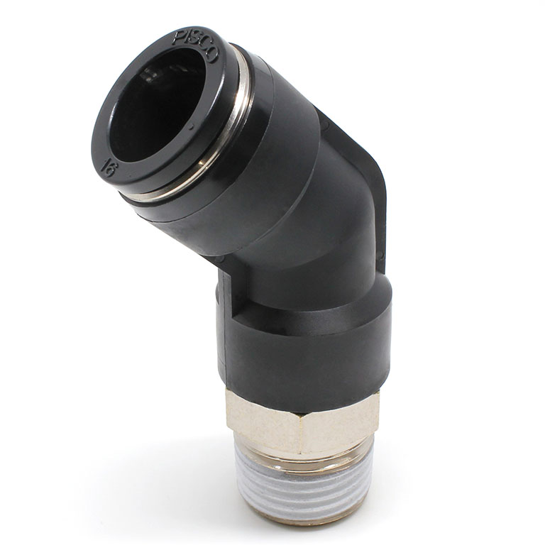 Alternative view of Đầu Nối Nhanh Khí Nén Dạng Cong 45° Ren Ngoài Pisco PLH16-04-C