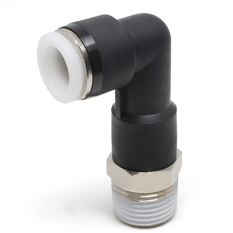 Đầu Nối Nhanh Khí Nén Dạng Cong 90° Ren Ngoài (Dài) Pisco PLL1/2-04W