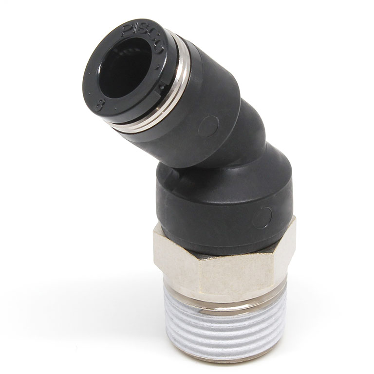 Alternative view of Đầu Nối Nhanh Khí Nén Dạng Cong 45° Ren Ngoài Pisco PLH8-03W