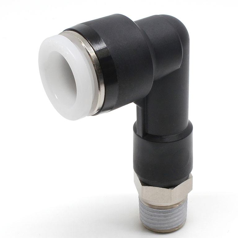 Đầu Nối Nhanh Khí Nén Dạng Cong 90° Ren Ngoài (Dài) Pisco PLL1/2-02W