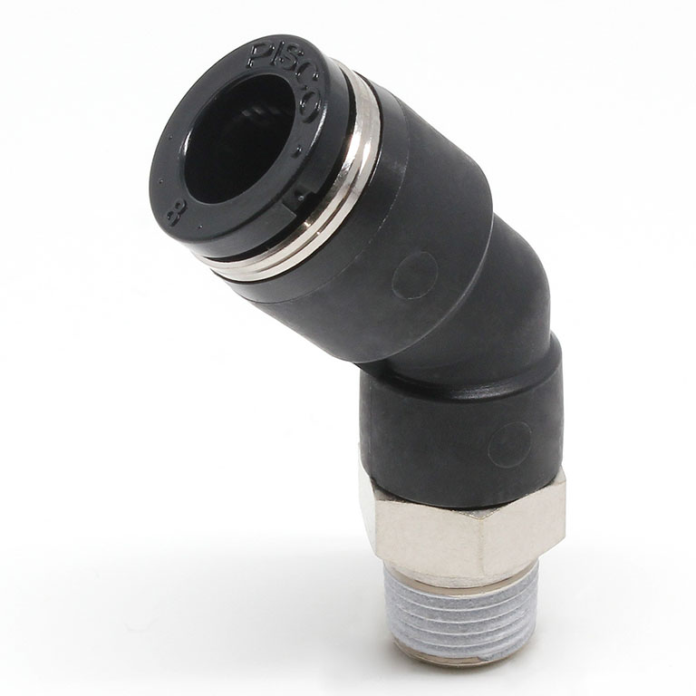Alternative view of Đầu Nối Nhanh Khí Nén Dạng Cong 45° Ren Ngoài Pisco PLH8-01W