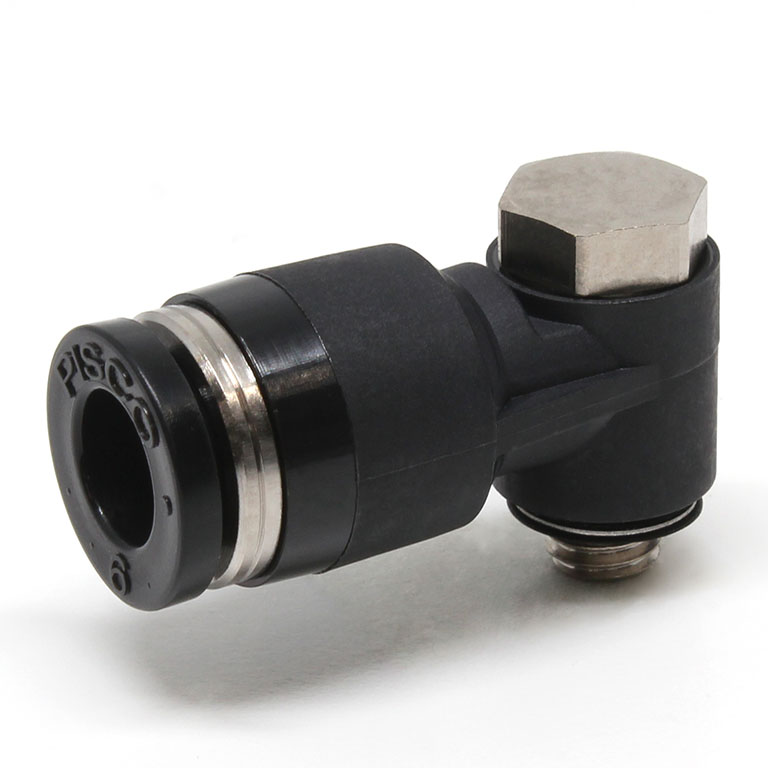 Alternative view of Đầu Nối Nhanh Khí Nén Cong 90° Đầu Lục Giác Trụ Ren Ngoài Pisco PH6-M5-UC