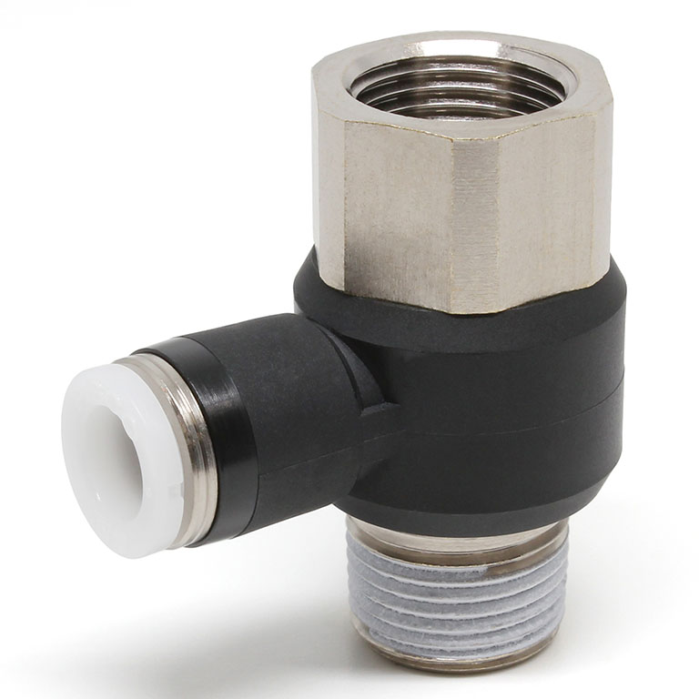 Đầu Nối Nhanh Khí Nén Cong 90° Đầu Lục Giác Trụ Ren Đực Cái Pisco PHF5/16-03