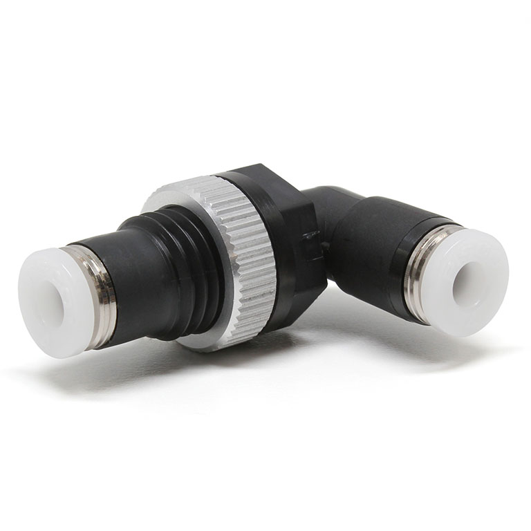 Đầu Nối Nhanh Khí Nén Cong 90° Ren Ngoài Lắp Kẹp Vách Pisco PML5/32