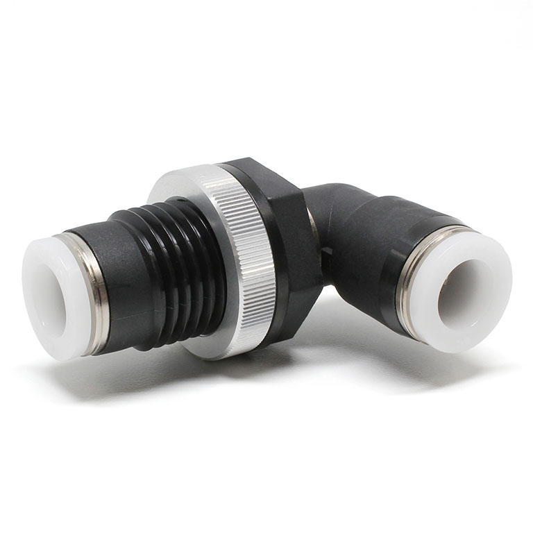 Đầu Nối Nhanh Khí Nén Cong 90° Ren Ngoài Lắp Kẹp Vách Pisco PML3/8W