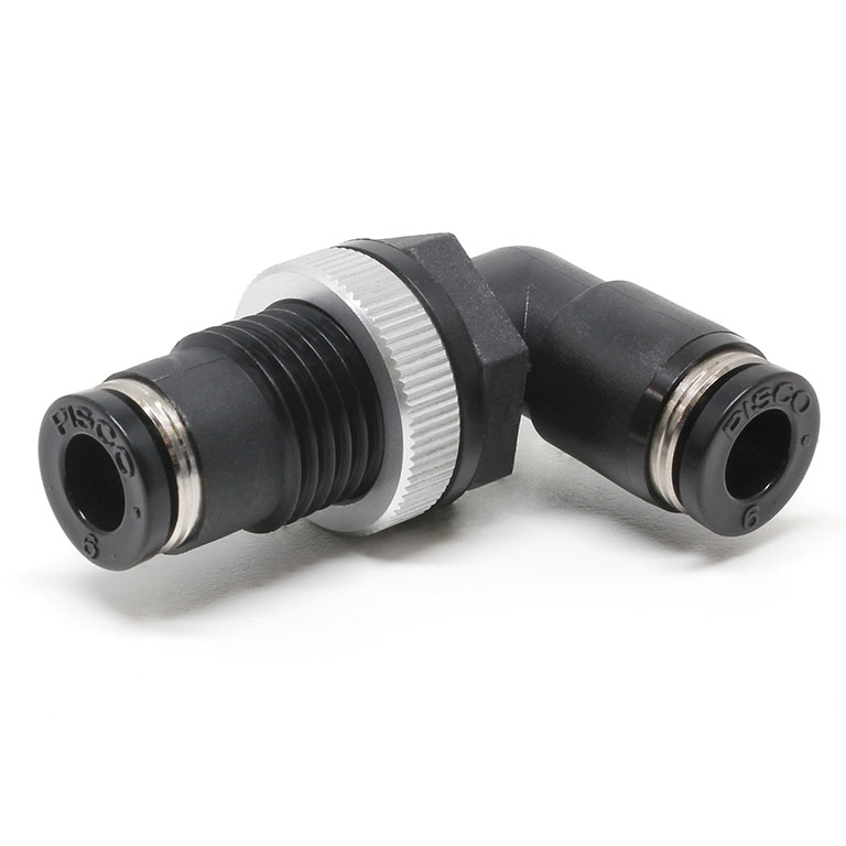 Đầu Nối Nhanh Khí Nén Cong 90° Ren Ngoài Lắp Kẹp Vách Pisco PML6-C