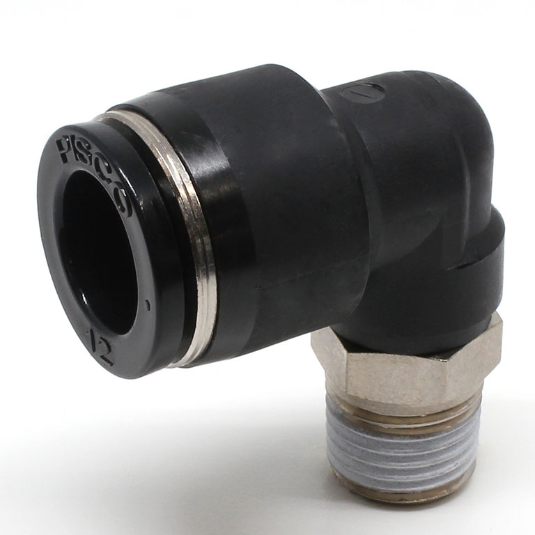 Đầu Nối Nhanh Khí Nén Dạng Cong 90° Ren Ngoài Pisco PL12-N2U