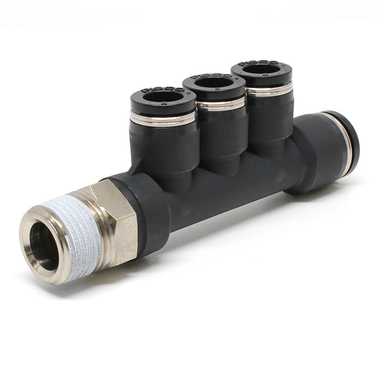 Đầu Nối Nhanh Khí Nén Dạng Chữ T Bốn Nhánh Ren Ngoài Pisco PKD3/8-5/16-N3U