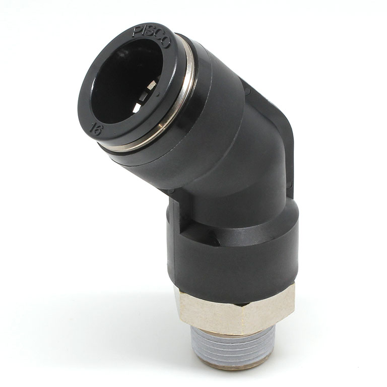 Alternative view of Đầu Nối Nhanh Khí Nén Dạng Cong 45° Ren Ngoài Pisco PLH16-03