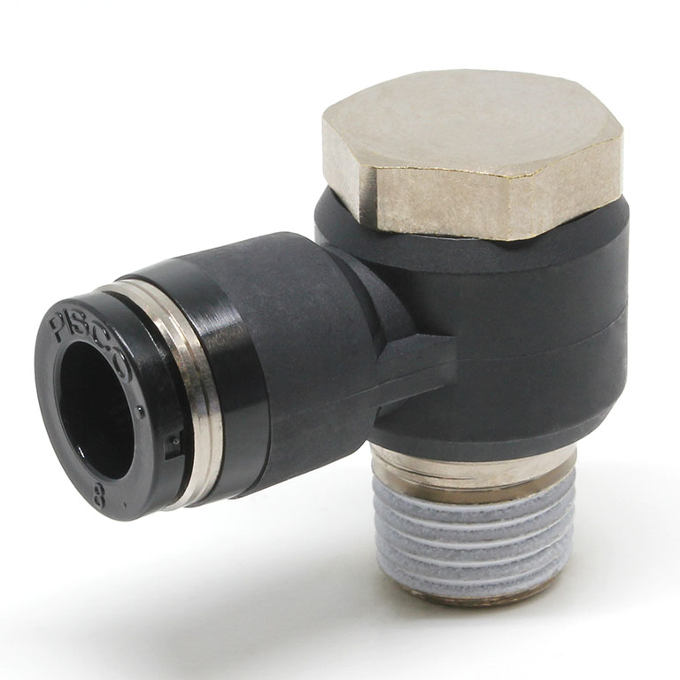 Alternative view of Đầu Nối Nhanh Khí Nén Cong 90° Đầu Lục Giác Trụ Ren Ngoài Pisco PH8-N2U