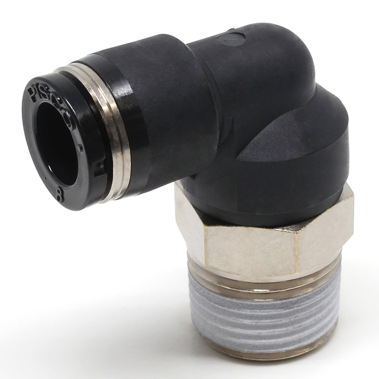 Đầu Nối Nhanh Khí Nén Dạng Cong 90° Ren Ngoài Pisco PL8-03-C